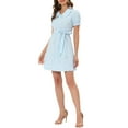 thumbnail image 4 of Allegra K Women's  Floral Bubble Sleeve Ruffle Hem Peter Pan Collar Dress, 4 of 5