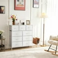 thumbnail image 3 of Spaco Nine-Drawer Cabinet, Tall Dresser Fabric Storage Tower, Wooden Top for Indoor as Entryway, Closet, White, 3 of 7