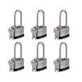 thumbnail image 1 of CINCINNO Laminated Steel Padlock with Key?6 Pack Keyed Alike Padlocks with Long Shackle, 1 of 4