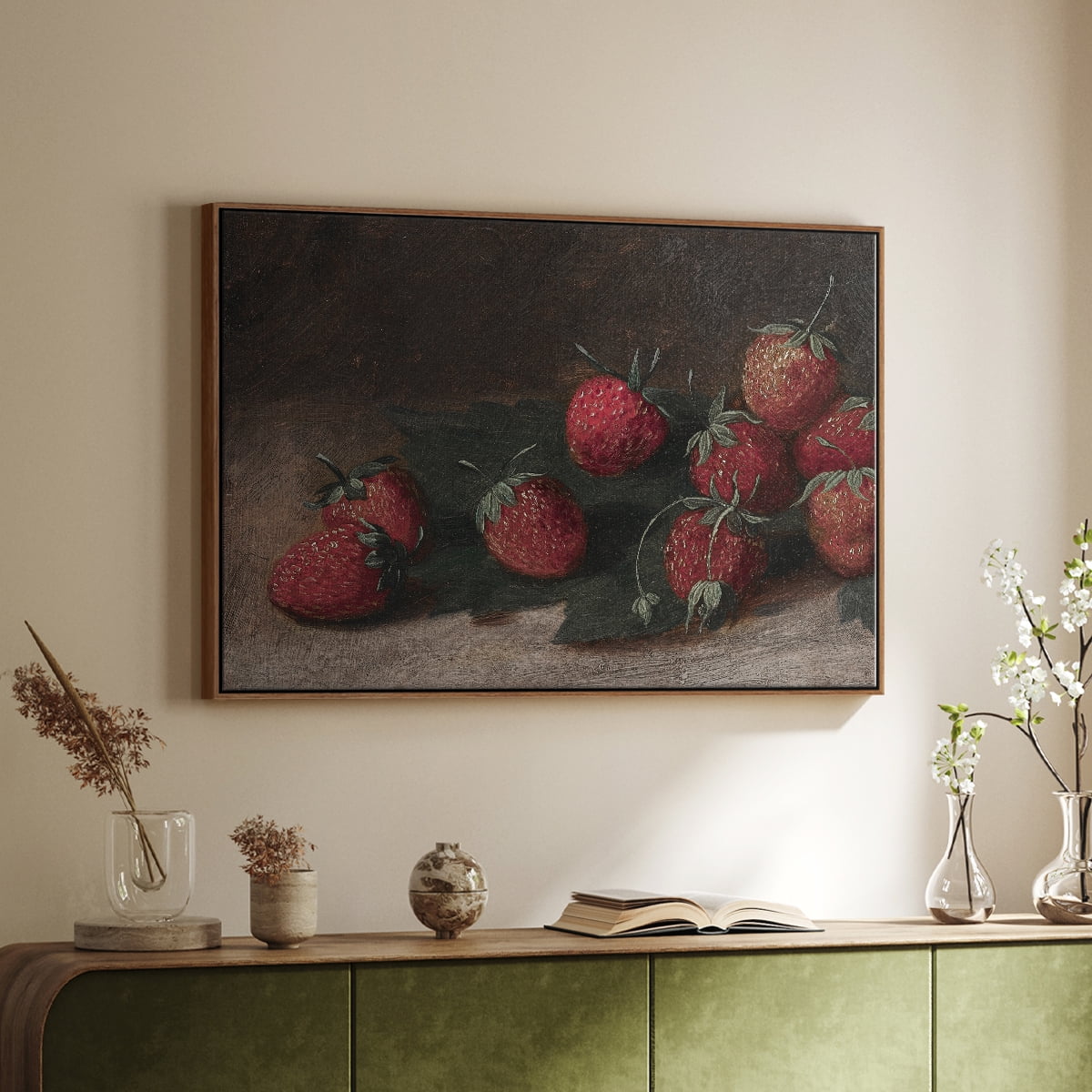 Vintage Botanical Print-XCVII By Wexford Home Framed in Walnut Wood Gallery Wrapped Canvas 17 in. x 25 in.