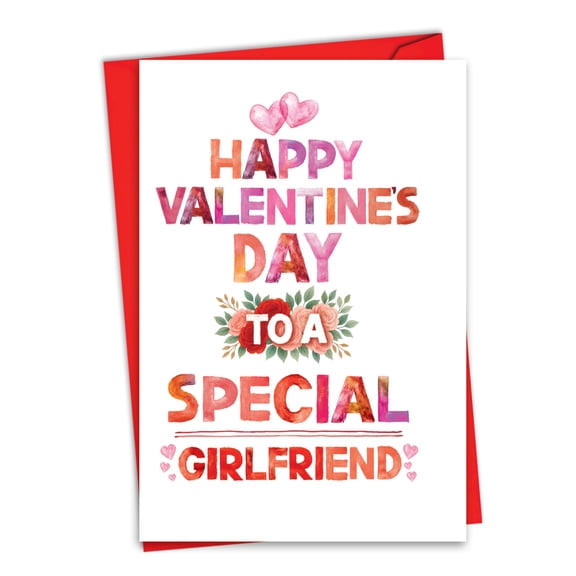 NobleWorks Valentine's Day Greeting Card (Girlfriend) with 5 x 7 Inch Envelope (1 Card) Special Girlfriend