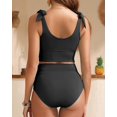 thumbnail image 2 of Traje de baño Yonique, 2 piezas 2025, cintura alta, control de barriga, negro, 2 of 5