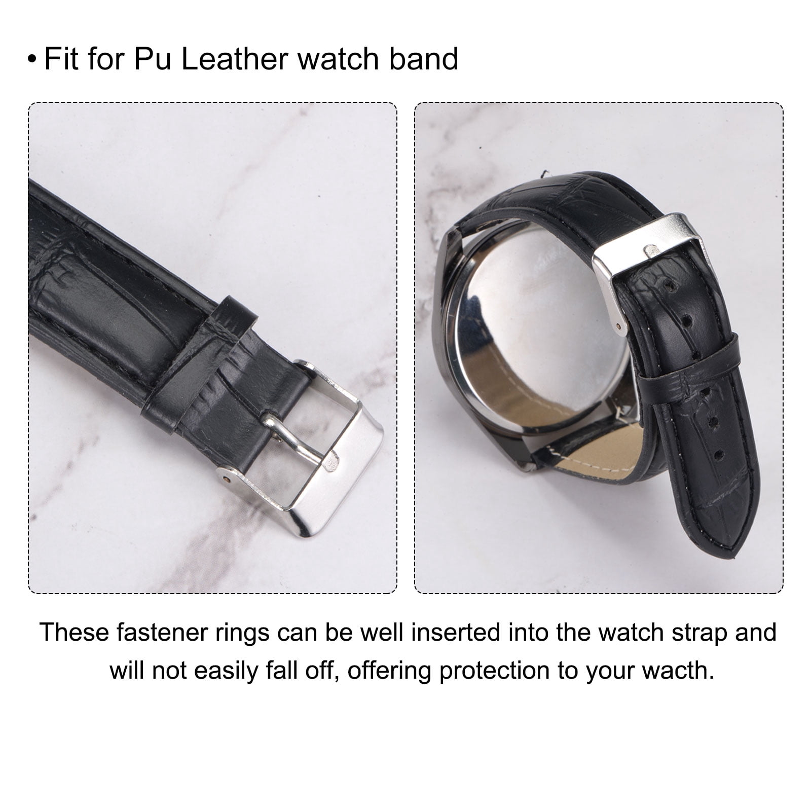 Unique Bargains PU Leather Loops Retaining Ring Keeper Dark Brown