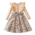 thumbnail image 1 of Beige Garçon Fille Fille Formel Rendez-Vous Soirée Robes Festival Casquette Manches Longues Robes de Bal de Rentrée pour Fille Col Rond Floral Vintage Déesse Boho Automne Hiver 2025 4 Ans, 1 of 9