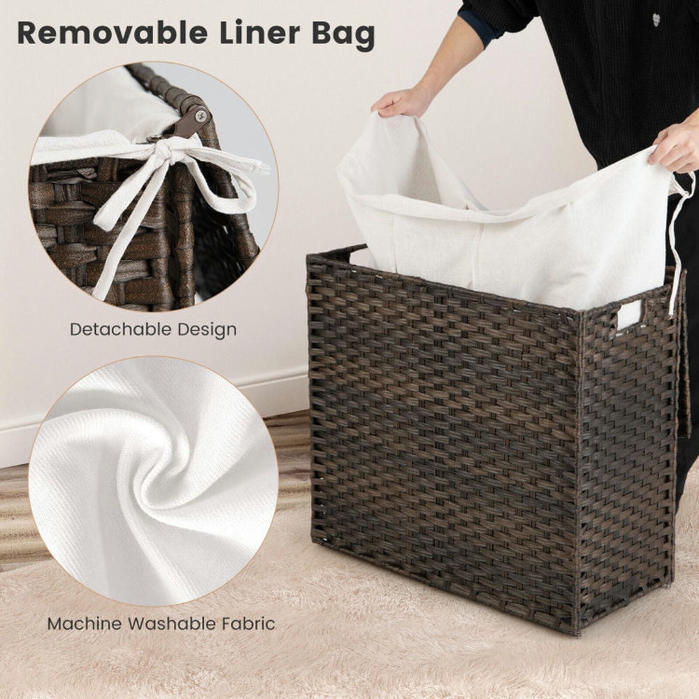 Finihen Laundry Hamper, Laundry Basket, 110L 3-Section Laundry Hamper with Liner Bag and Handle, for Bathroom, Laundry Room, Brown Finihen Laundry Hamper, Laundry Basket, 110L 3-Section Laundry Hamper with Liner Bag and Handle, for Bathroom, Laundry Room, Brown