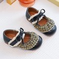 thumbnail image 4 of YunPes Girls Mary Jane Shoes Ruffle Gingham Lace Trim Flats Princess Shoes with Bowknot Ankle Strap Elegant Vintage Dress Shoes, 4 of 9
