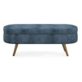 thumbnail image 6 of Xukmct Upholstered Storage Bench with Wood Legs, Oval Storage Ottoman for Living Room, Bedroom, Dark Blue, 6 of 10