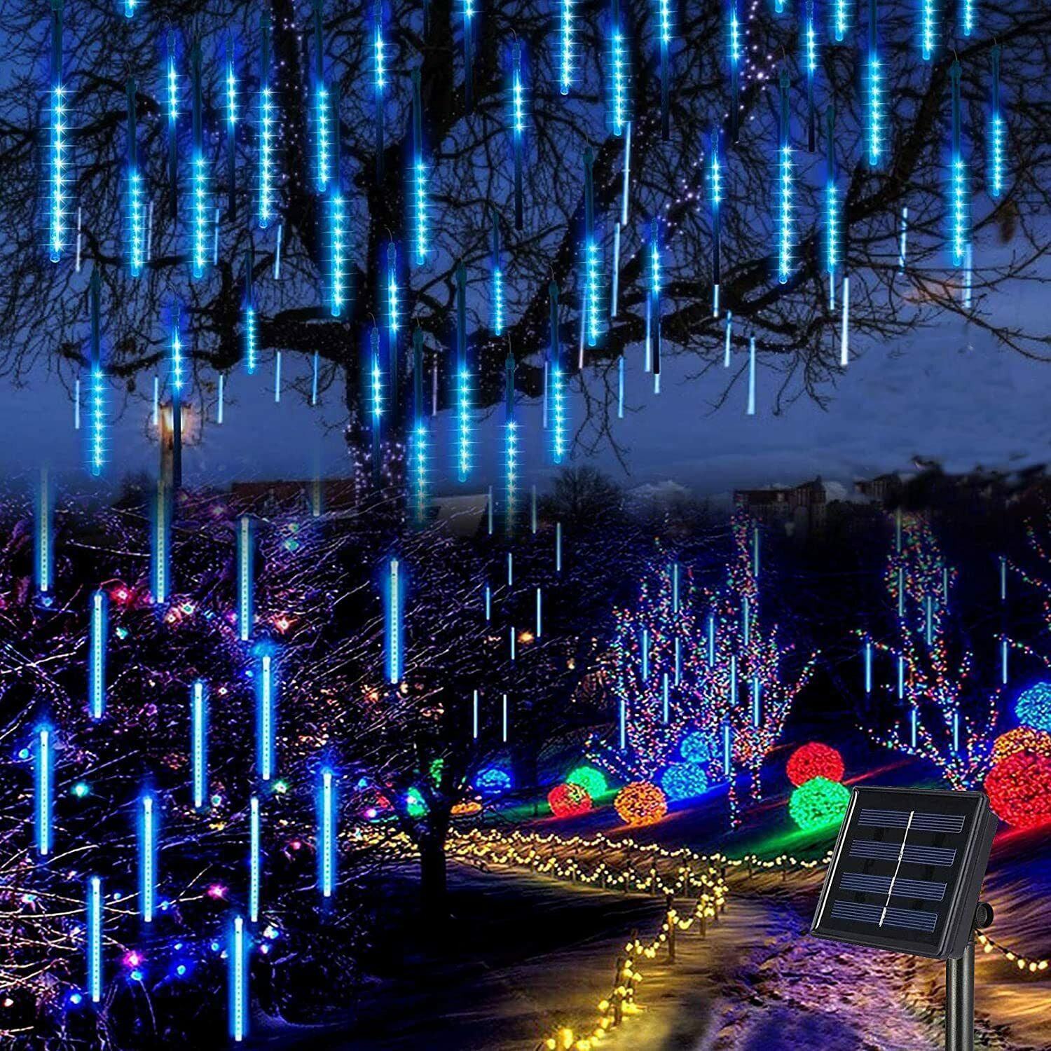 192 LED Solar Lights Meteor Shower Rain Tree String Light Garden Party Outdoor 