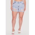 thumbnail image 3 of Women's Plus Size Raw Hem Distressed Denim Shorts, 3 of 4