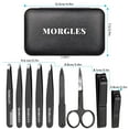 thumbnail image 4 of MORGLES 9Pcs Tweezers & Nail Clipper Set - Stainless Steel Kit with Scissors, File & Leather Case, for Facial Hair, Ingrown Hair, Manicure - Gift for Women Men, 4 of 7