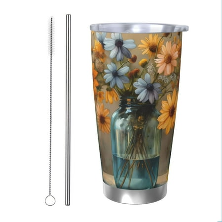 

Matuu Charming Daisy Bouquet Art for 20oz Durable Thermal Cups Keep Drinks Cold and Hot Insulated Car Mug with Lid-Straw Two-piece Set