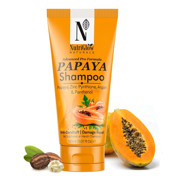 NutriGlow Natural’s Papaya Shampoo for Hairfall Control, Sulphate Free- All Hair Type- 150ml