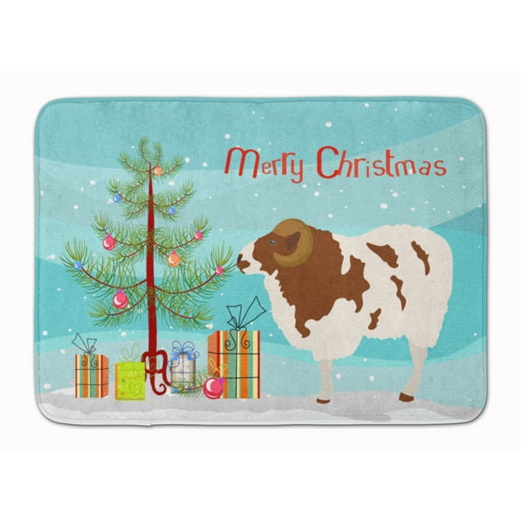 Carolines Treasures BB9342RUG Jacob Sheep Christmas Machine Washable Memory Foam Mat Teal 19 X 27" multicolor