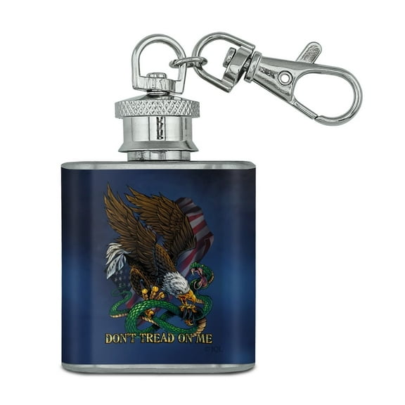 Don't Tread On Me Eagle Snake Stainless Steel 1oz Mini Flask Key Chain