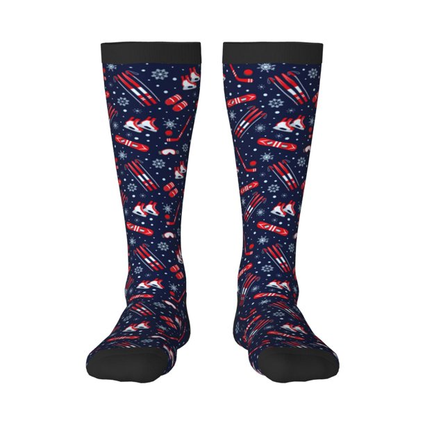 Balery Winter Skiing Snowflakes Calcetines novedosos Calcetines deportivos Calcetines hasta la rodilla Calcetines de algodón Calcetines originales y geniales