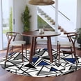 thumbnail image 4 of Navy Blue Black Geometric Round Rug 8ft Washable Circle Rugs Non Slip Abstract Art Modern Line Large Area Rug Indoor Floor Carpet for Bedroom Kitchen Living Room Home Office Dining Room Nursery, 4 of 8