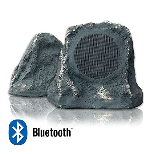 Grey Slate Bluetooth Outdoor Rock Speaker Stereo pair by Sound Appeal