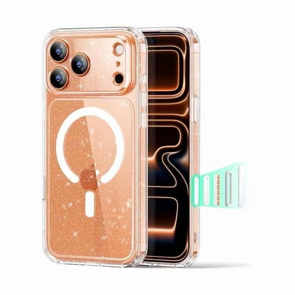ZHU997 for iPhone 17 Pro Max Case, Camera Control, Compatible with MagSafe, Shockproof Military-Grade Protection, Magnetic Phone Case for iPhone 17 Pro Max, Classic Hybrid Case, Clear Shimmer