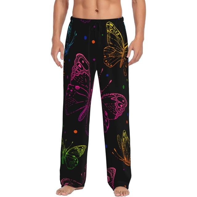 Balery Butterfly Pantalones de pijama para hombre, pijama ultraligero, pantalón de descanso-Large
