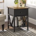 thumbnail image 2 of Walker Edison 19" 1 Drawer Wood Side Table - Reclaimed Barnwood / Black, 2 of 8