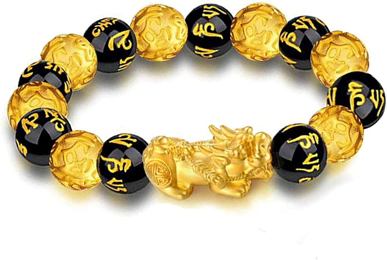 Feng Shui Black Obsidian Wealth Bracelet，Feng Shui Bracelet for Men