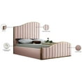 thumbnail image 5 of Maklaine Contemporary Solid Wood and Velvet Queen Bed in Pink, 5 of 6