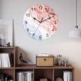 thumbnail image 3 of Wall Clock Summer Beach Clocks PVC Silent Non-Ticking Battery Operated Decorative Ombre Red Abstract Leaf Lines Round Clock for Home Living Room Kitchen Bedroom Office School Wall Decor 10 Inch, 3 of 9