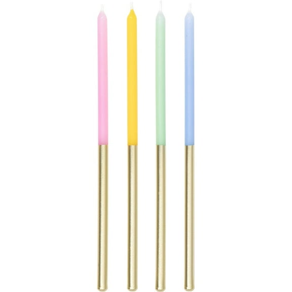 Pastel and Gold 6-inch Party Candles 12 Per Pack