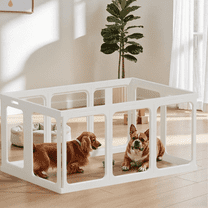 Nomipaw Clear Acrylic Dog Playpen,10 Planes Transparent Dog Fence Indoor, 24" H Easy Assemble & Cleaning Plastic Whelping Box,for Dog/Rabbit/Cat/Pig