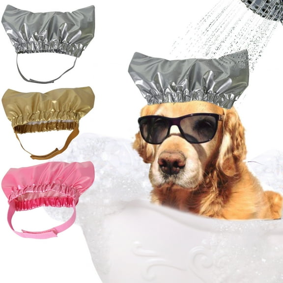 Pet Shower Caps Reusable Waterproof Ear Protection For Small Dogs And Sphynx Cats Adjustable Grooming Bath Hat Keeps Ears Dry For Puppy Kitten Grooming Supplies Hot Pink