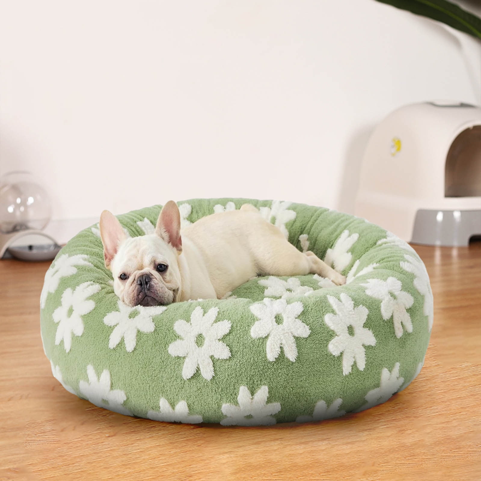 Winter Warm Indoor Round Pet Bed for Medium Dogs Calming Donut Dog Bed for Relief | Elevated Orthopedic Support | Washable Cover | Plush Material | 50x50cm | Ultimate Comfort Rest