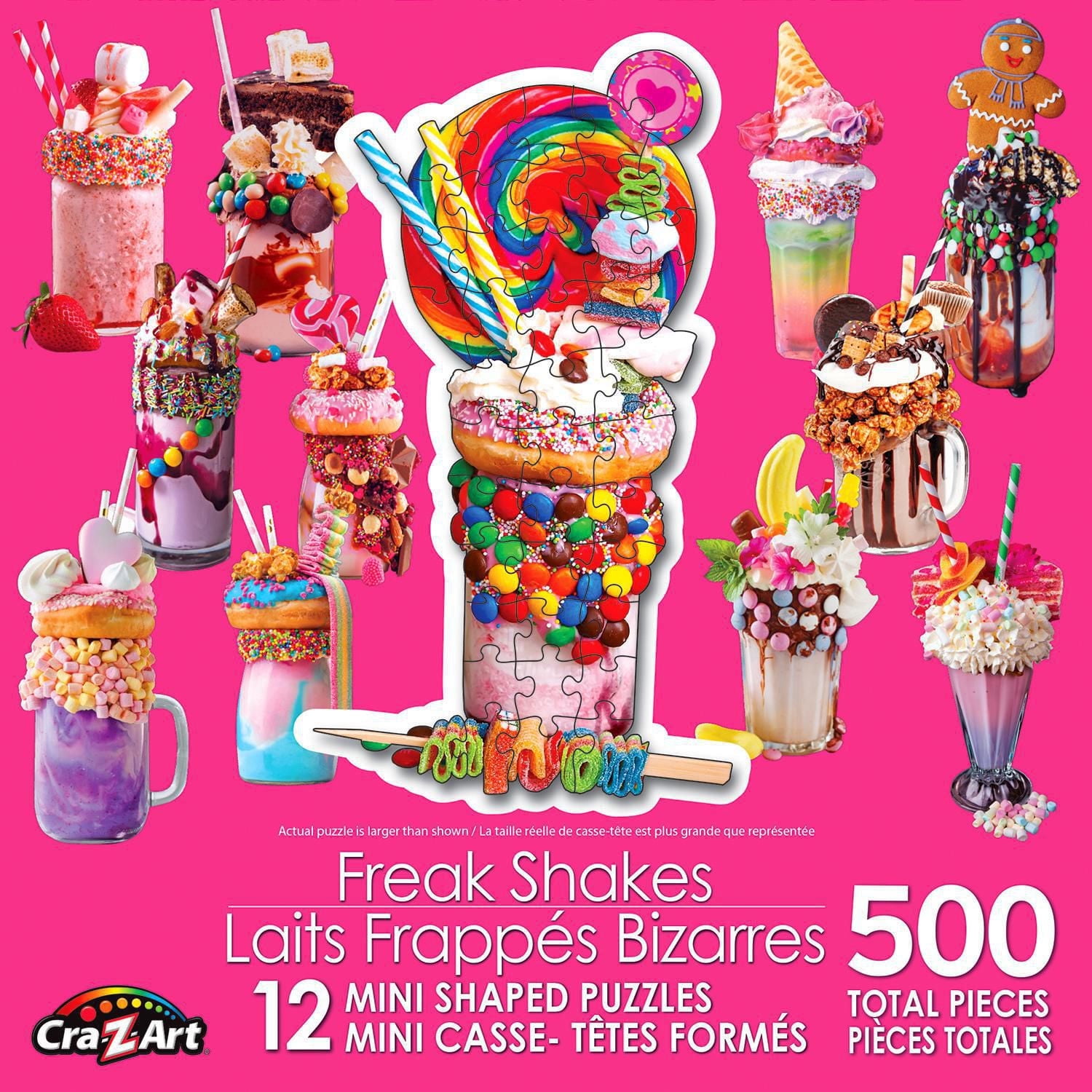 Cra-Z-Art 12 Mini Casse-Têtes en formés des Laits Frappés Bizarres - 500pcs totales