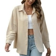 thumbnail image 3 of Womens Button Down Shirt Casual Lapel Long Sleeve Pocket Blouses Fall Outfits, 3 of 5