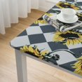 Ullo0ord Fitted Square Table Cover, Autumn Cute Sunflower Black White