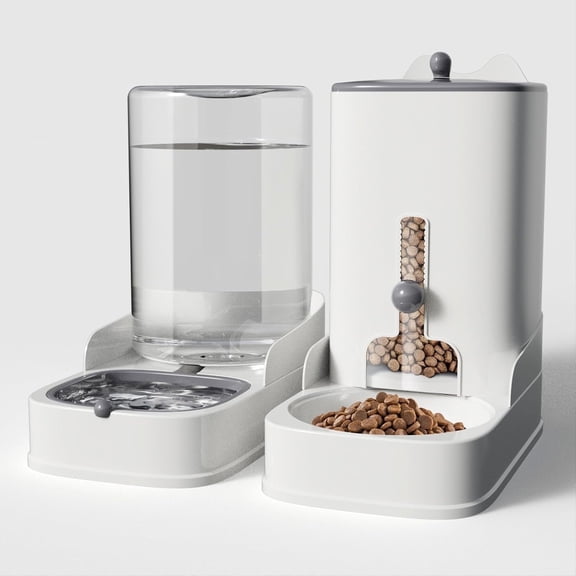 Automatic Cat Feeder, Gravity Cat Food and Water Bowls Set for Small Medium Pet, 3.2 L   4.4 L