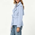 thumbnail image 5 of cocolona Cropped Trench Coat for Women Long Sleeve Collared Solid Color Waist Jacket Lined Trendy Casual Fall Tops, 5 of 7