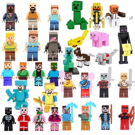 33Pcs Mine-craft Mini Action Figures & Accessory Building Toys party supplies Set 1.77-in Scale Collectible Toys Playset