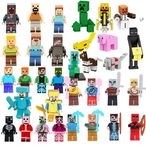 33Pcs Mine-craft Mini Action Figures & Accessory Building Toys party supplies Set 1.77-in Scale Collectible Toys Playset