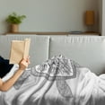 thumbnail image 3 of Turtle Soft Flannel Fleece Throw Blanket, Turtle Design Tattoo Style Doodles Floral Ornaments, Cozy Plush for Indoor and Outdoor Use, 70" x 90", White Black, by Ambesonne, 3 of 5