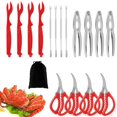 thumbnail image 1 of MesaSe 17Pcs Seafood Tool Set Professional Leg Sheller Nut Cracker Set Including 4 Crab Crackers 4 Crab Forks/Picks 4 Seafood Scissors 4 Lobster Shellers for Dishwasher Safe, 1 of 9
