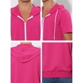 thumbnail image 6 of Unique Bargains Men's Short Sleeve Solid Color Zip Up Sport Hoodies S Rose Red, 6 of 6