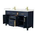 thumbnail image 2 of Beckett 60" Dark Blue Double Vanity & Giotto Quartz Top (1-Hole) & Gold Trim, 2 of 5