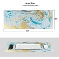 thumbnail image 6 of Cute Marble Mouse Pad for Women Extended Large Full Desk Mousepad with Sewed Edge, Waterproof NonSlip Base, Perfect Office Gift for Women, 31.5 x 11.8 in, White, Blue and Gold, 6 of 6