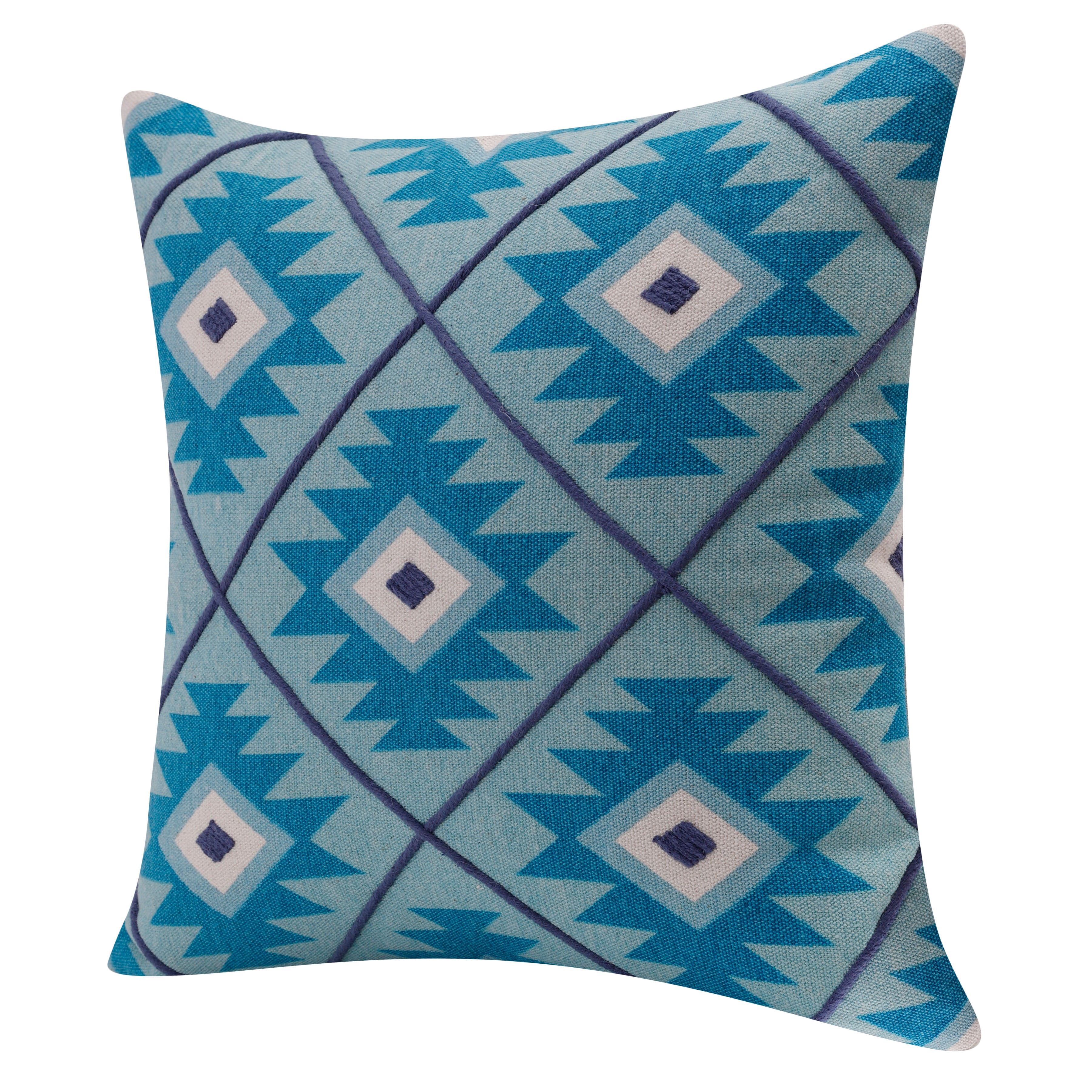 Harlow Hill 20" x 20" Blue/White Geometric Cotton Adult Decorative Throw Pillow Cover