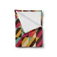 thumbnail image 2 of Abstract Soft Flannel Fleece Throw Blanket, Funky Geometric Square Boxes with Parallel Color Bars Triangles Stripes Retro, Cozy Plush for Indoor and Outdoor Use, 50" x 60", Multicolor, by Ambesonne, 2 of 5