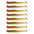thumbnail image 3 of Soft Plastic Baits, 8 Pack 3 Inch Brown Yellow Gradient Paddle Tail Soft Swimbait Lures, Durable Pvc Soft Worm Style Fishing Lures for Bass Fishing, Slow Sinking Weedless, 3 of 7