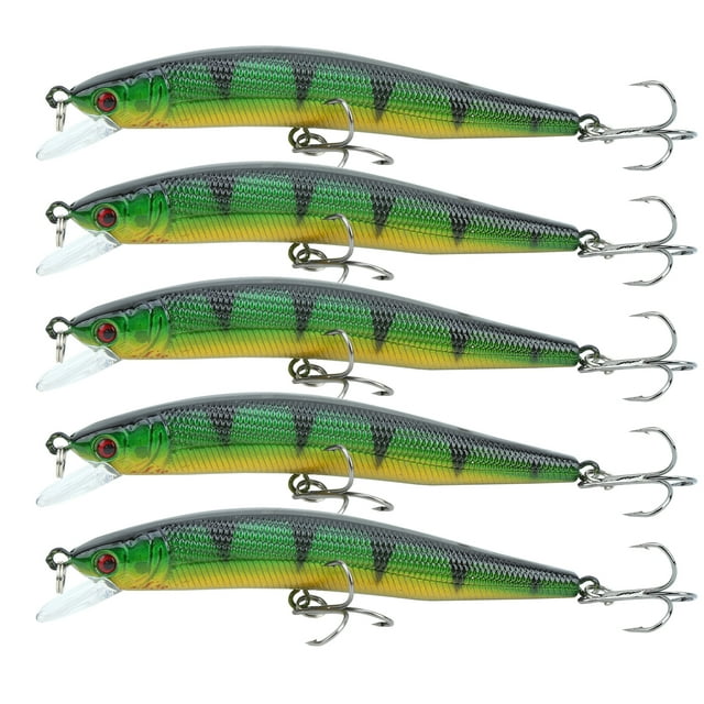 FLAMEEN 5Pcs Artificial Simulation Minnow Long Shot Lure Bait With Treble Hook Fishing Accessory,Minnow Lure Bait,Lure Bait