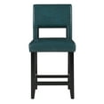 thumbnail image 2 of Linon Vega 25" Mid Back Indoor Upholstered Counter Stool, Black/Agean Blue Faux Leather, 2 of 8