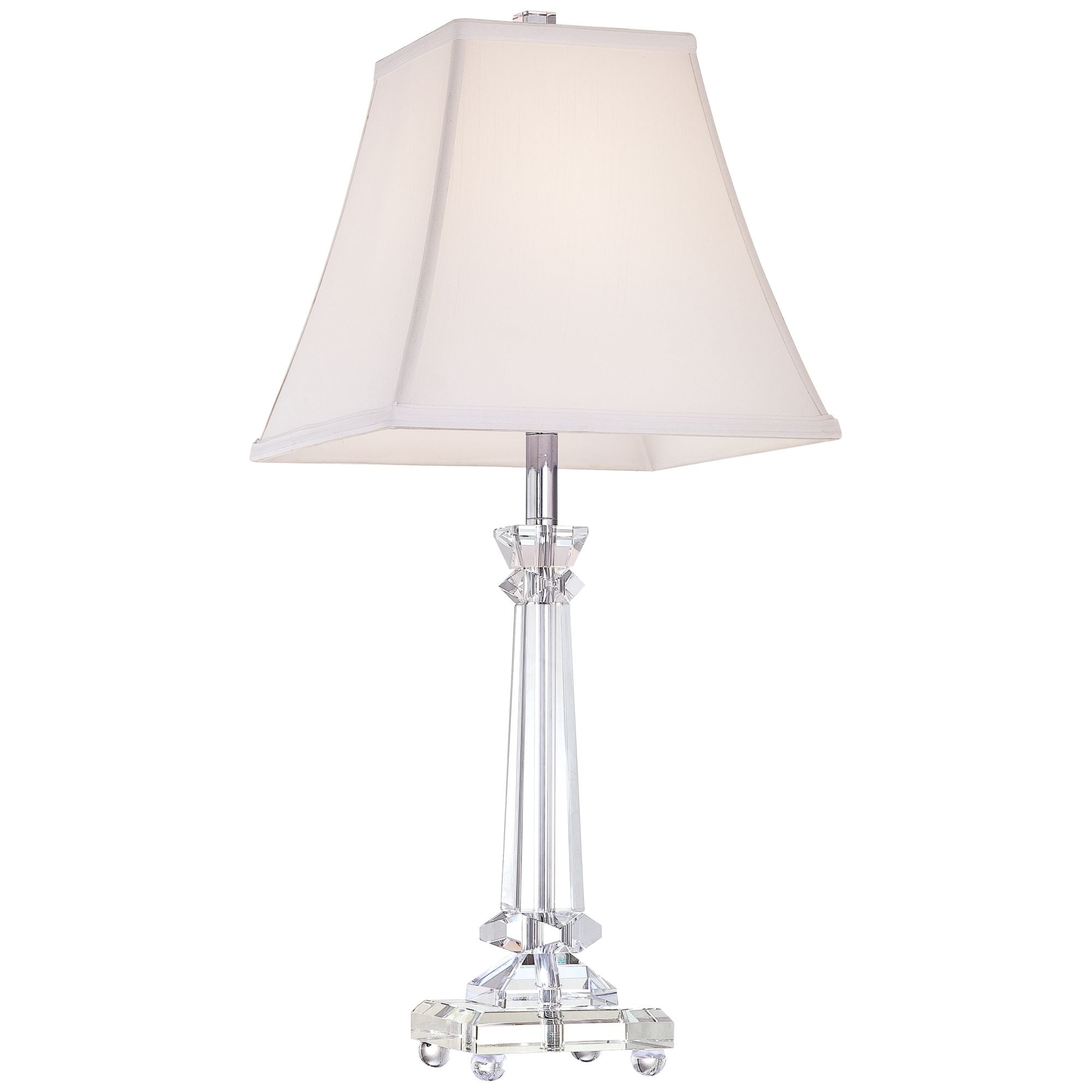 Vienna Full Spectrum Traditional Table Lamp 25" High Crystal Glass Column White Square Bell Shade for Living Room Family Bedroom Bedside