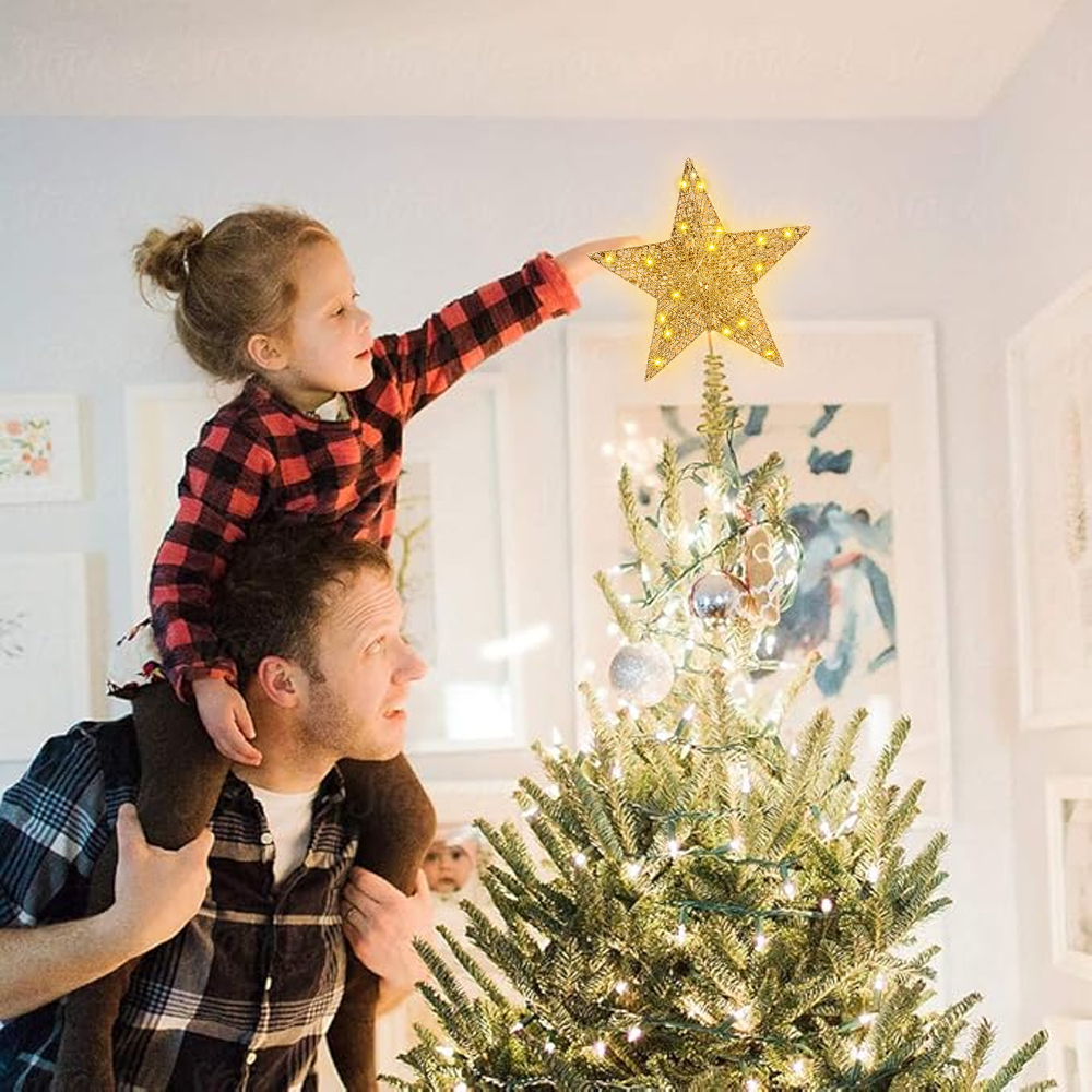 Uncahome Gold Glitter Star Christmas Tree Topper 10 Inch photo 6